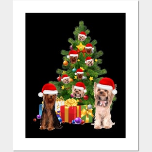 Yorkie dog Christmas Tree T-Shirt Posters and Art